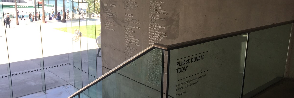 MCA Circular Quay Entrance Staircase - Glass & Stainless Handrail